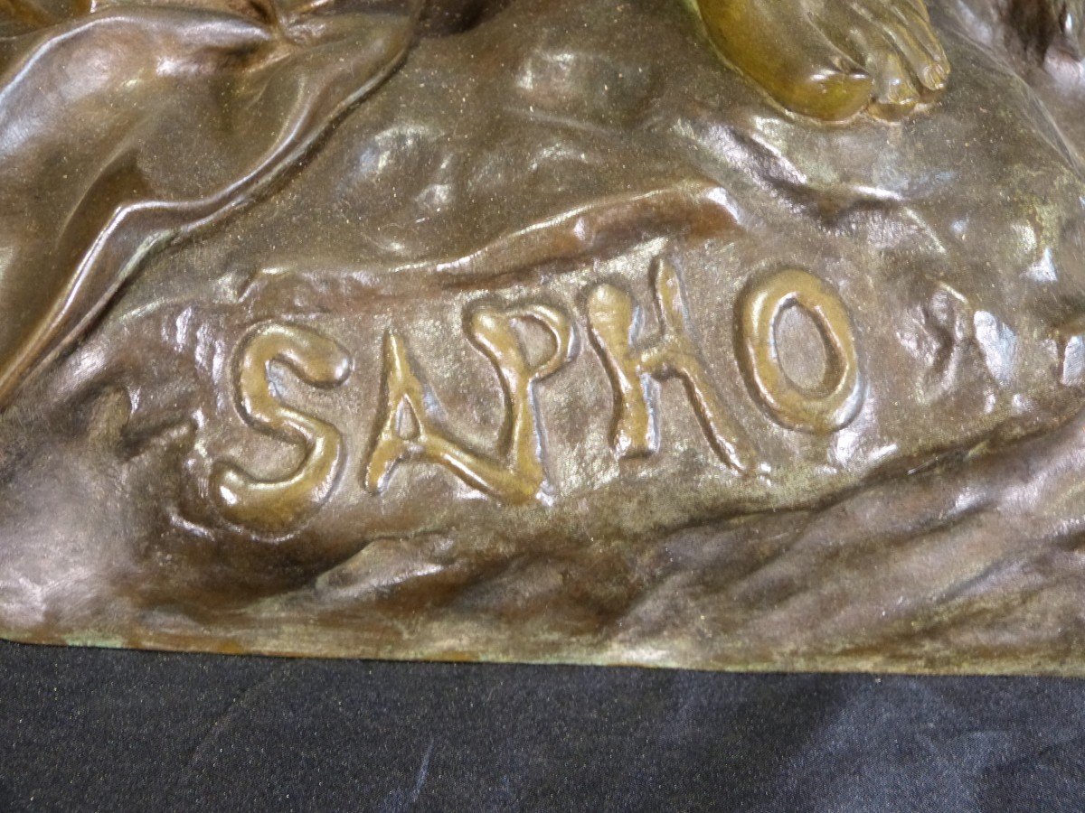 Sappho - Emmanuel Villanis (1858-1914) Bronze Art Nouveau-photo-2