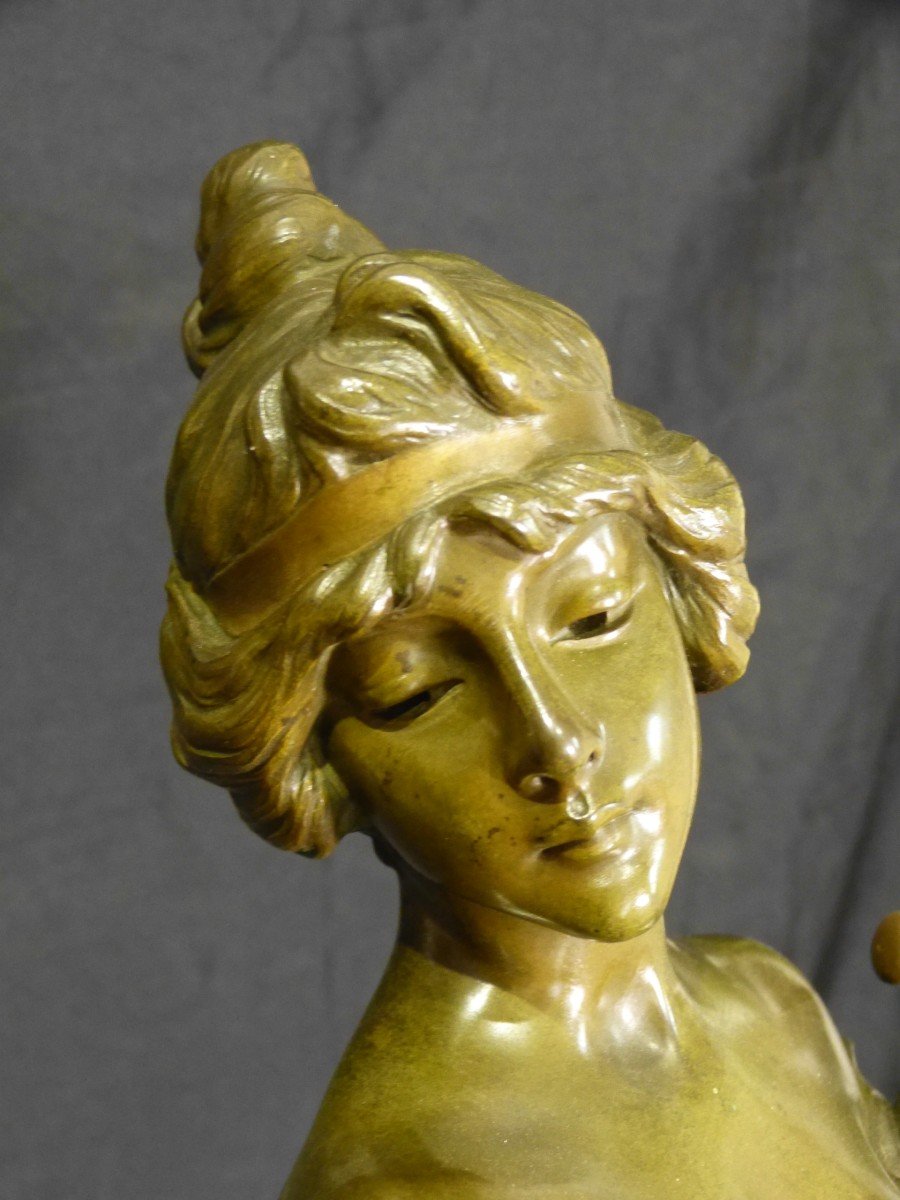 Sappho - Emmanuel Villanis (1858-1914) Bronze Art Nouveau-photo-3