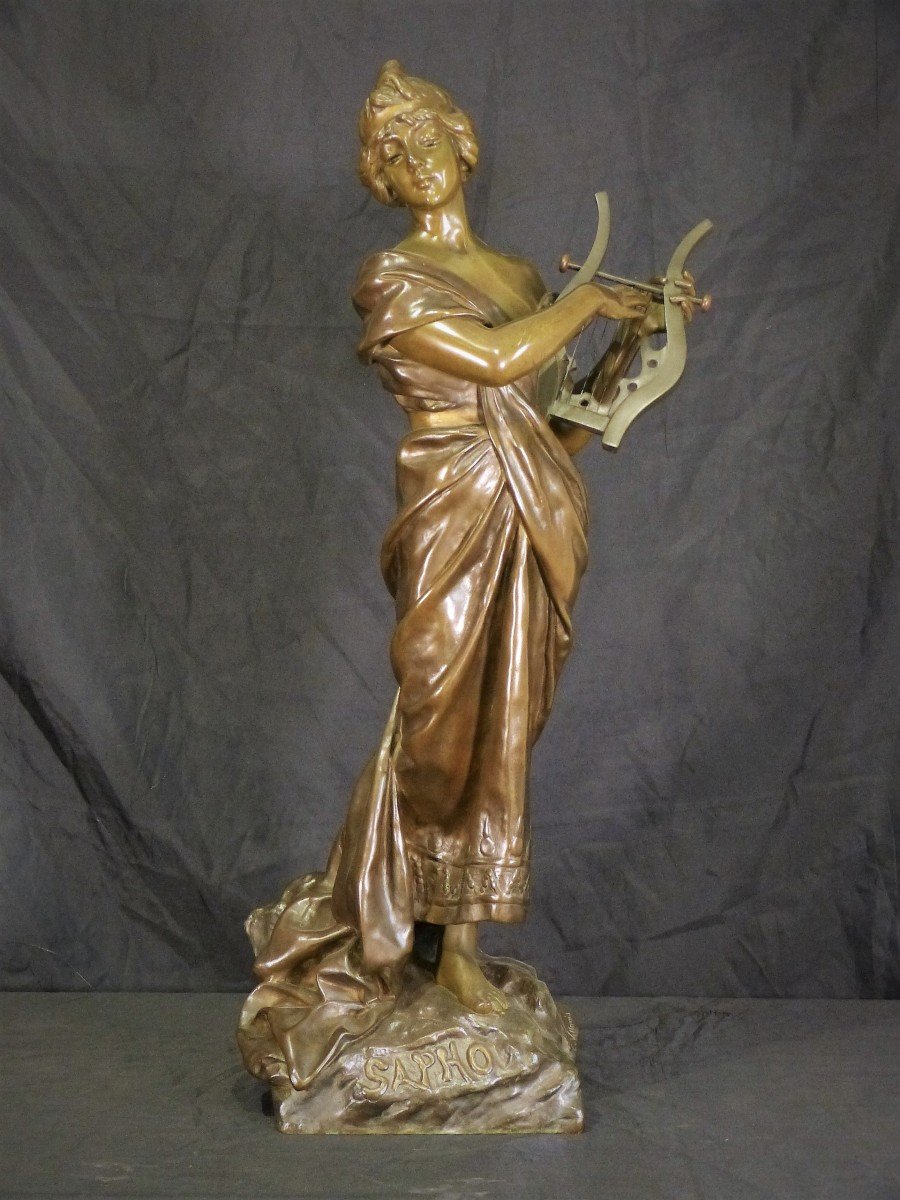 Sappho - Emmanuel Villanis (1858-1914) Bronze Art Nouveau