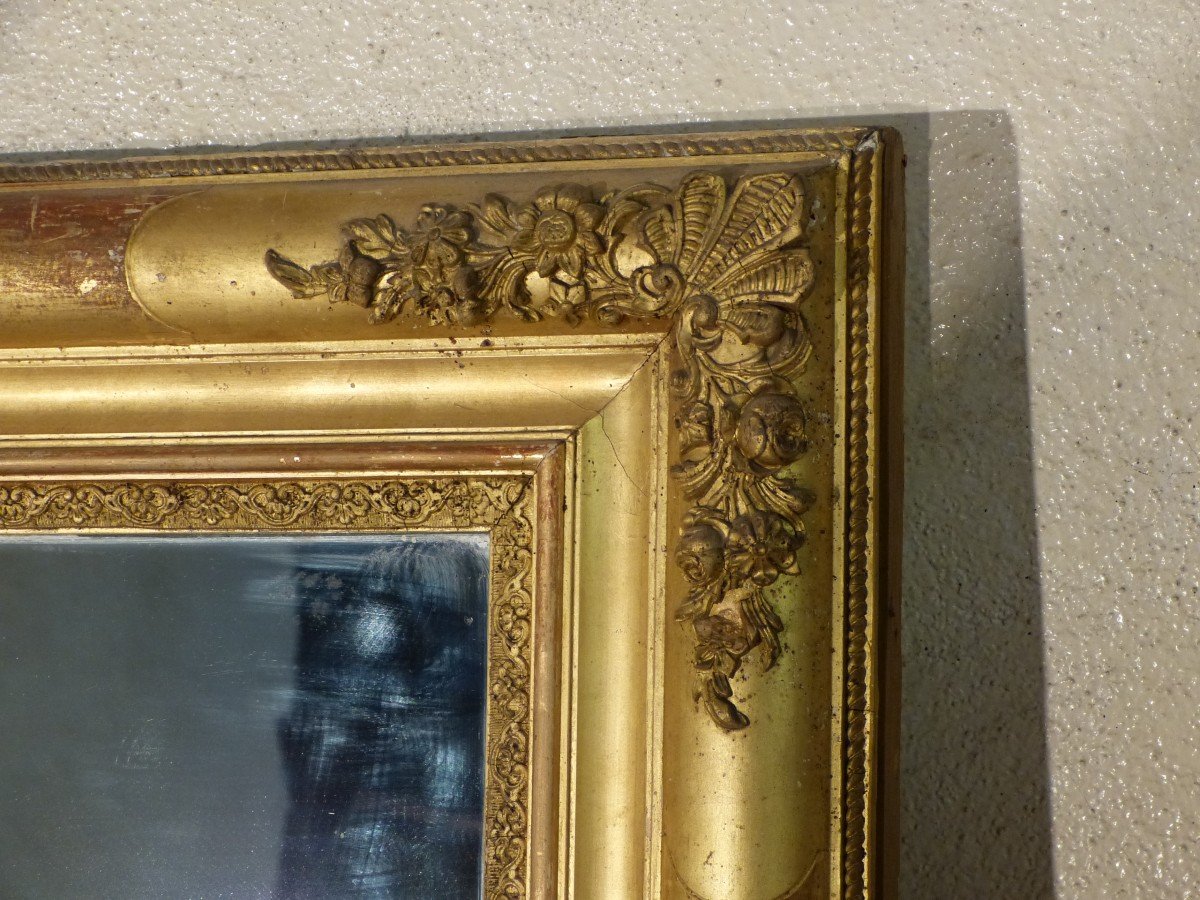 Grand Miroir Doré 19ème 185 X 127  Cm Tain Au Mercure-photo-2