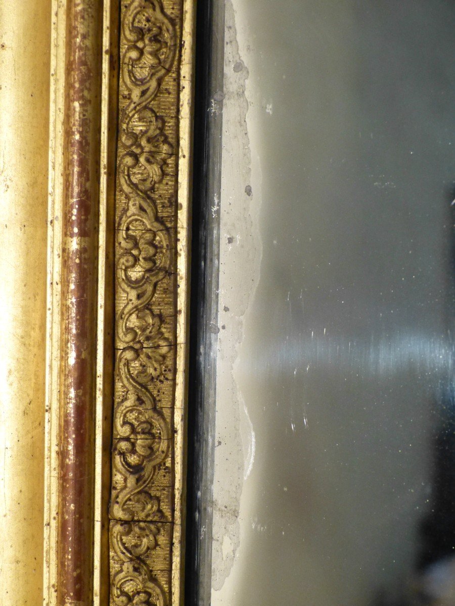 Grand Miroir Doré 19ème 185 X 127  Cm Tain Au Mercure-photo-5