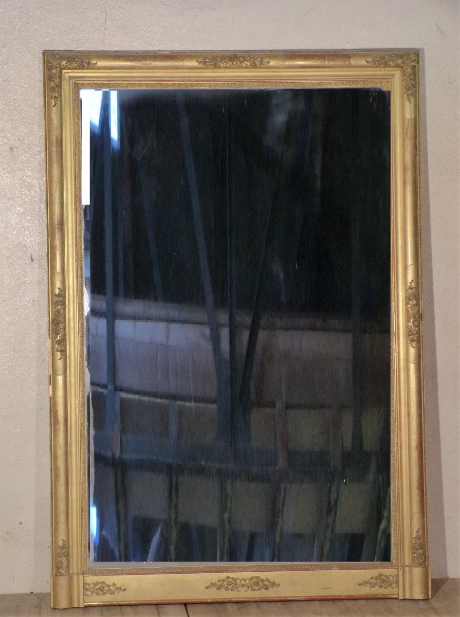 Large Golden Mirror 19th 185 X 127 Cm Tain Au Mercure