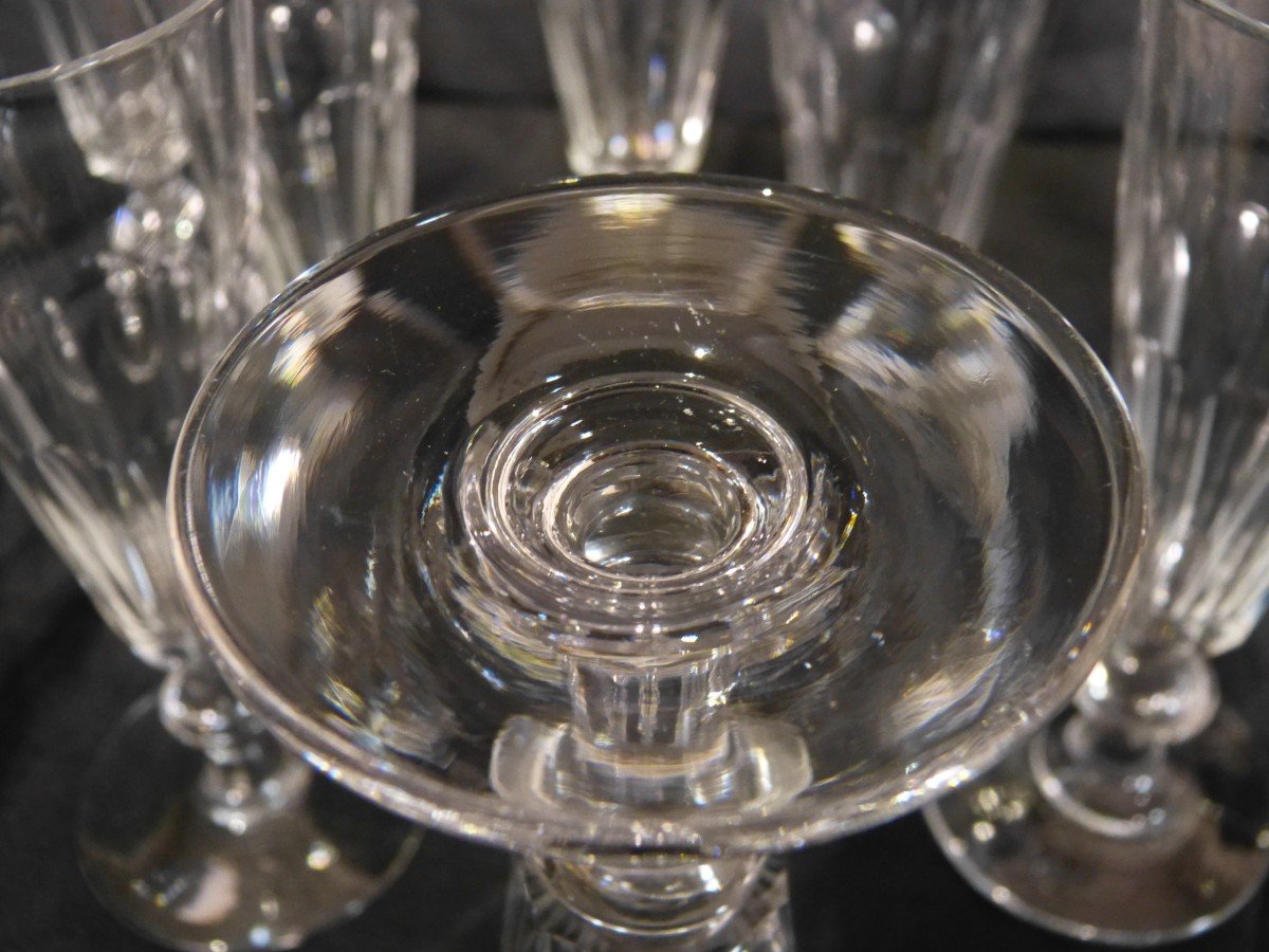 Rare Series Of 12 Champagne Flutes In Cut Crystal 19th-photo-2