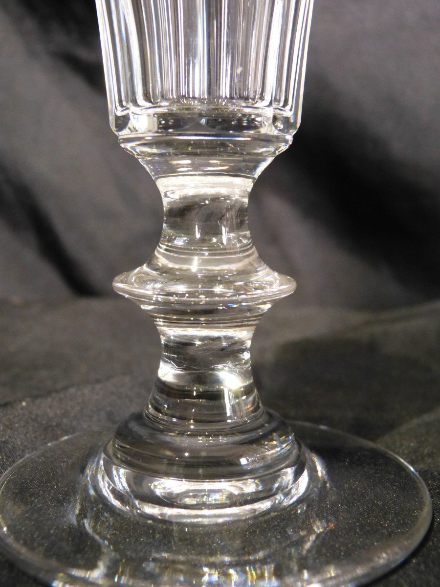 Rare Series Of 12 Champagne Flutes In Cut Crystal 19th-photo-3