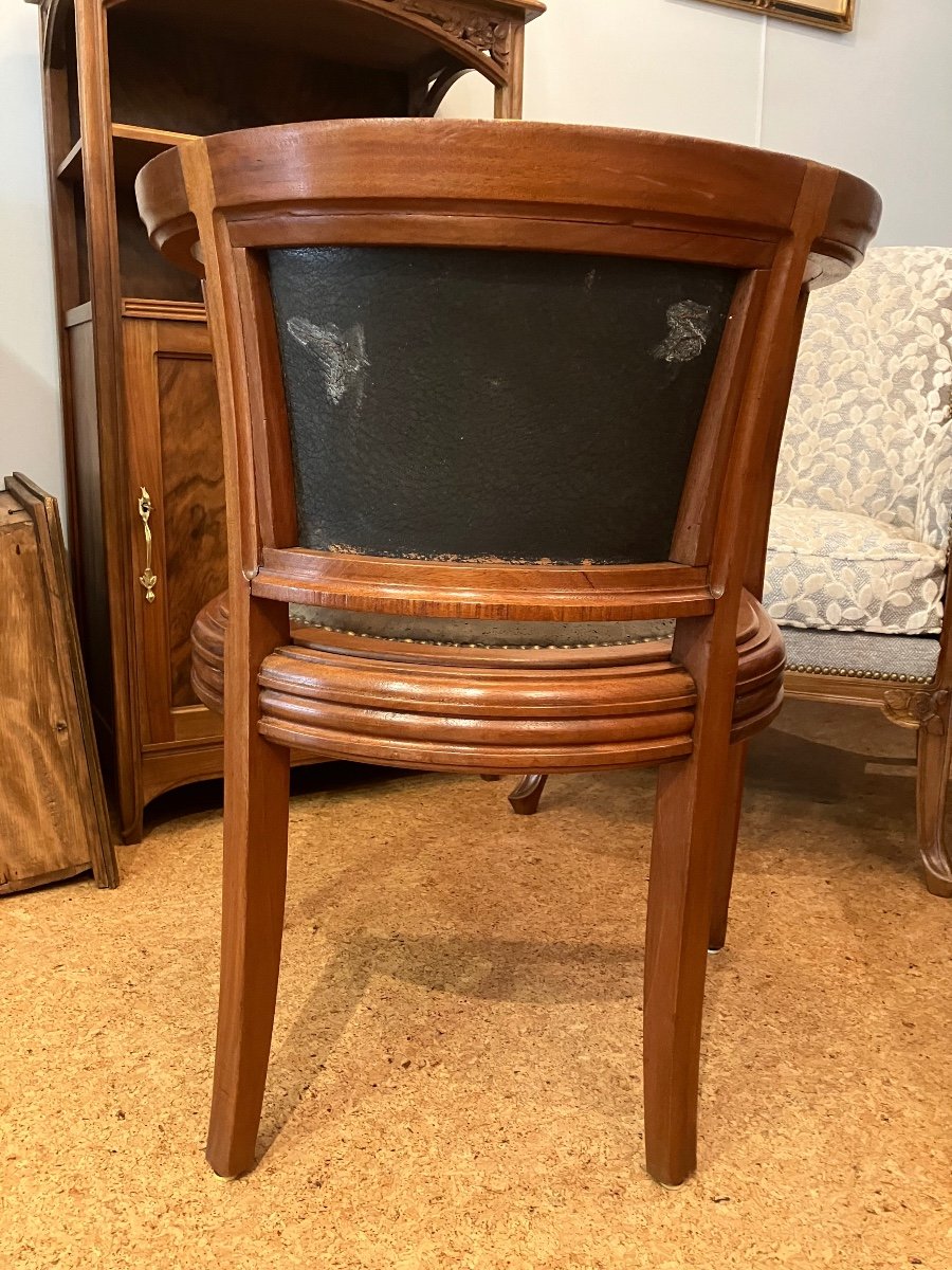 Large Art Nouveau Desk And Armchair Gauthier Poinsignon Mahogany Plane Tree-photo-4