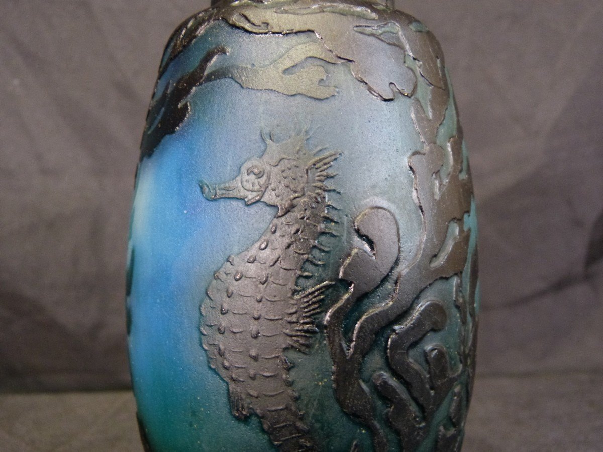 Muller Freres Luneville - Veilleuse Art Nouveau Aux Fonds Marins-photo-4