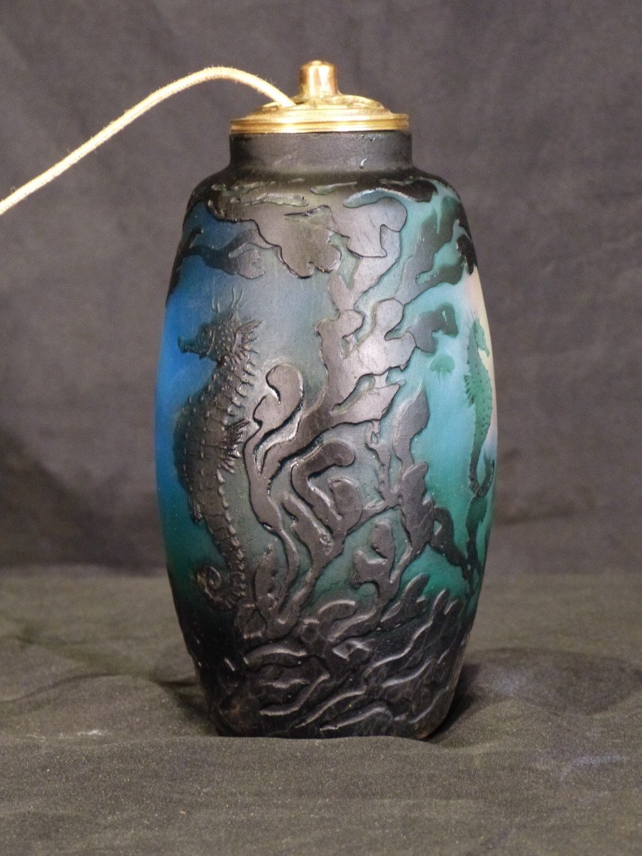 Muller Freres Luneville - Veilleuse Art Nouveau Aux Fonds Marins-photo-2