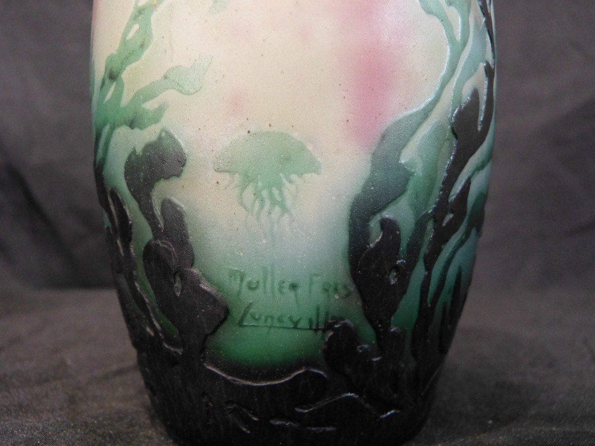 Muller Freres Luneville - Veilleuse Art Nouveau Aux Fonds Marins-photo-5