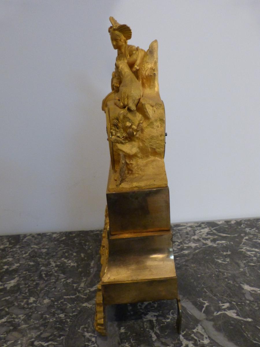 Romantic Pendulum Gilt Bronze Restoration Period-photo-4
