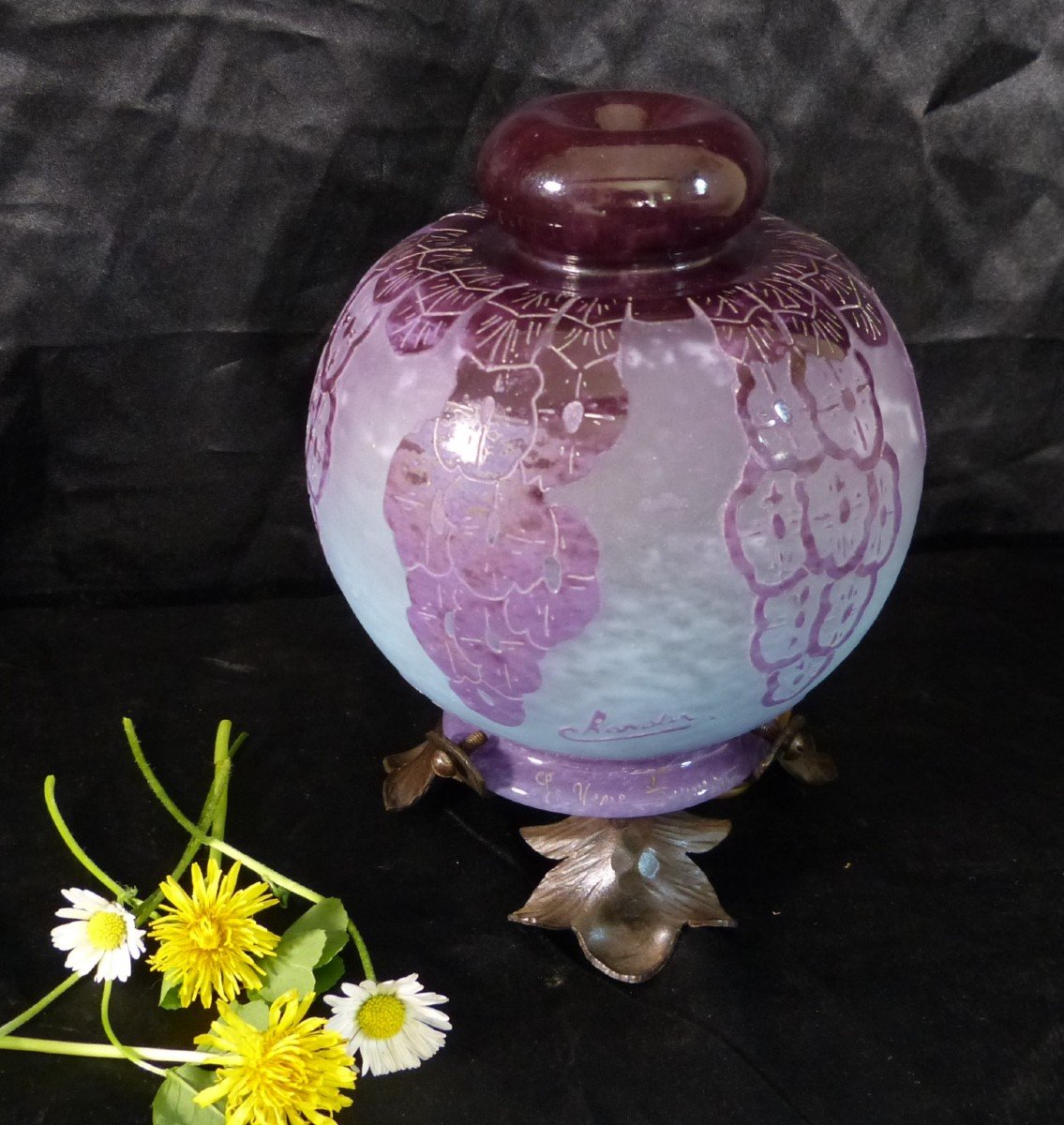 Charles Schneider Charder Le Verre French Art Deco Night Light Lavender Incense Burner