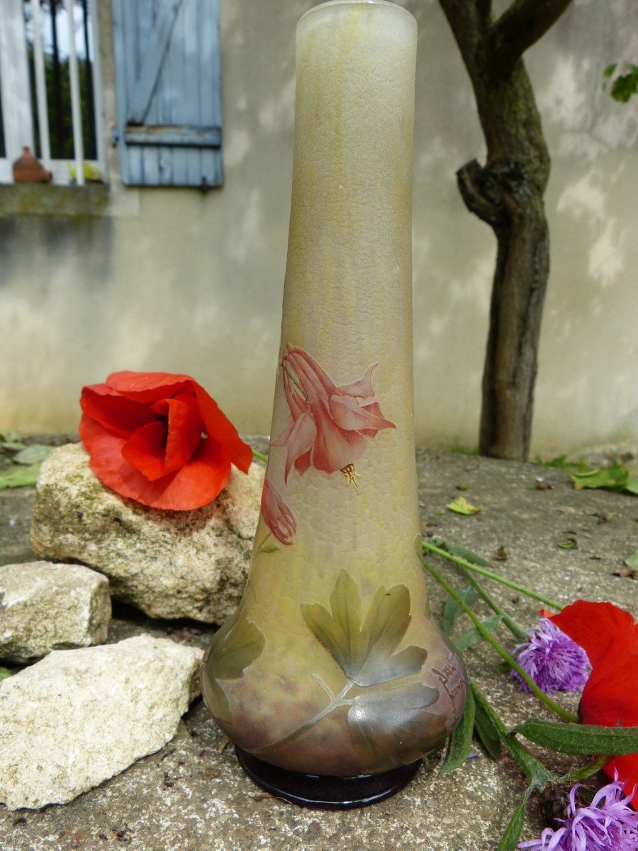 Daum Nancy Vase Art Nouveau Aux  Ancolies -photo-2