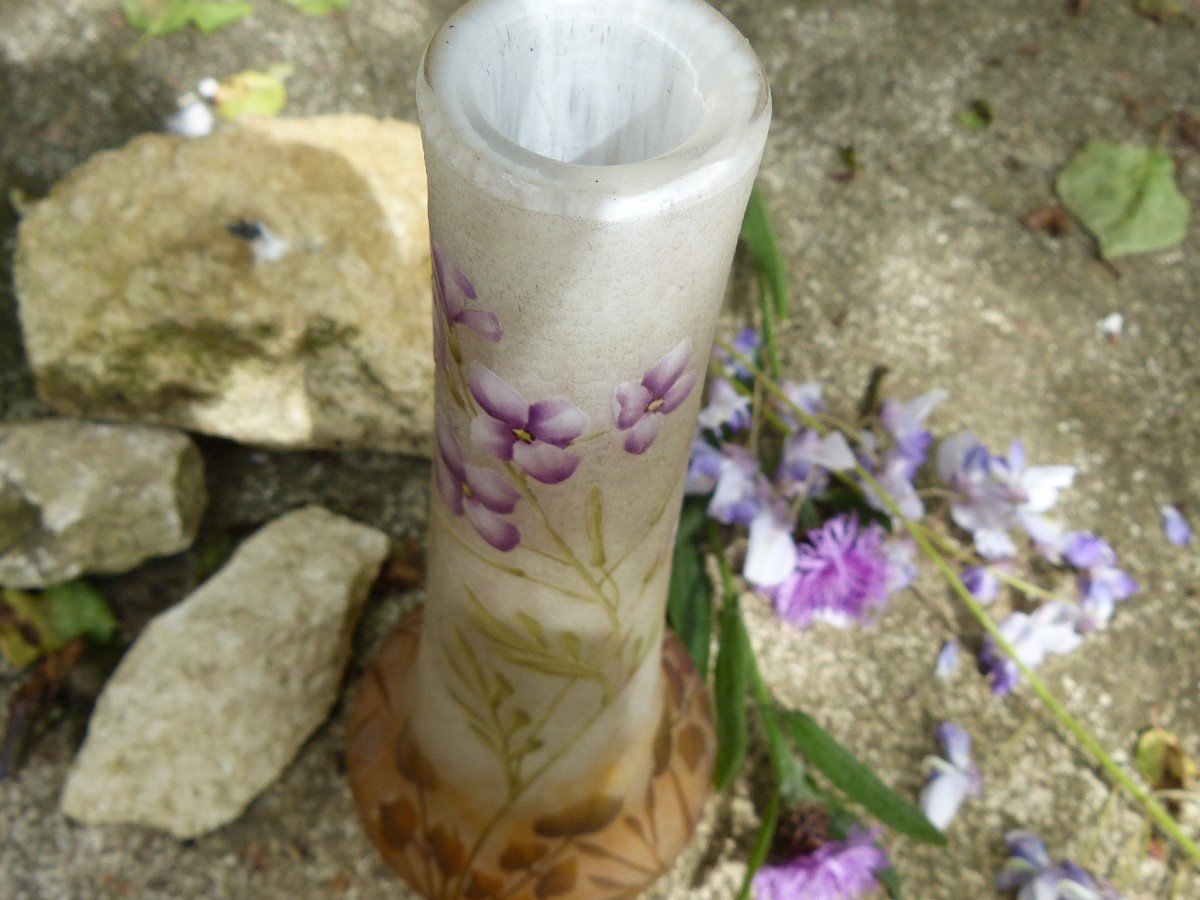 Daum Nancy Art Nouveau Vase Cardamine Des Prés 21 Cm-photo-4