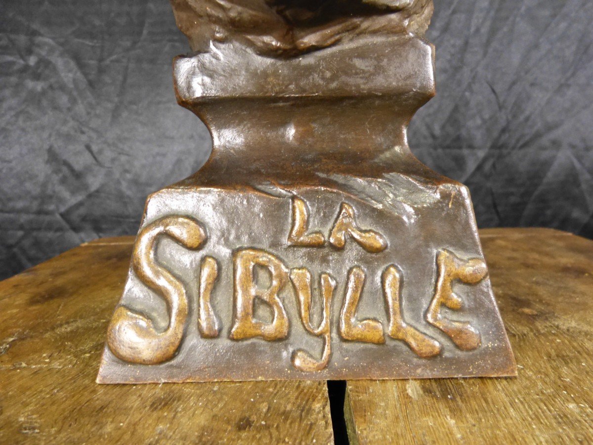 Emmanuel Villanis   La Sibylle Bronze 53 Cm Art Nouveau -photo-3