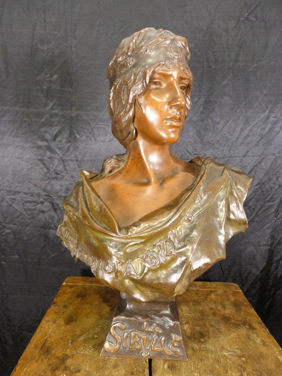 Emmanuel Villanis   La Sibylle Bronze 53 Cm Art Nouveau 