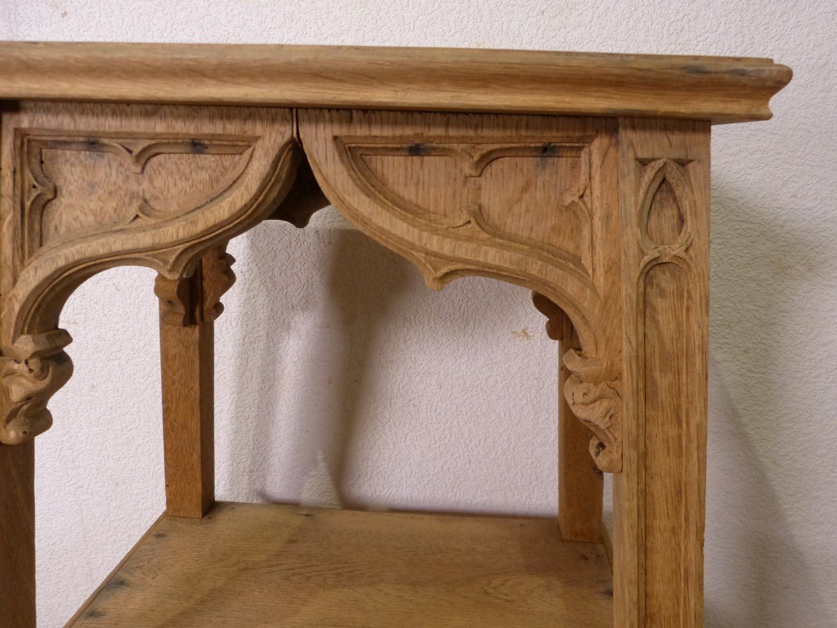 Neo-gothic Bolster In Raw Bleached Oak 19th Time-photo-2