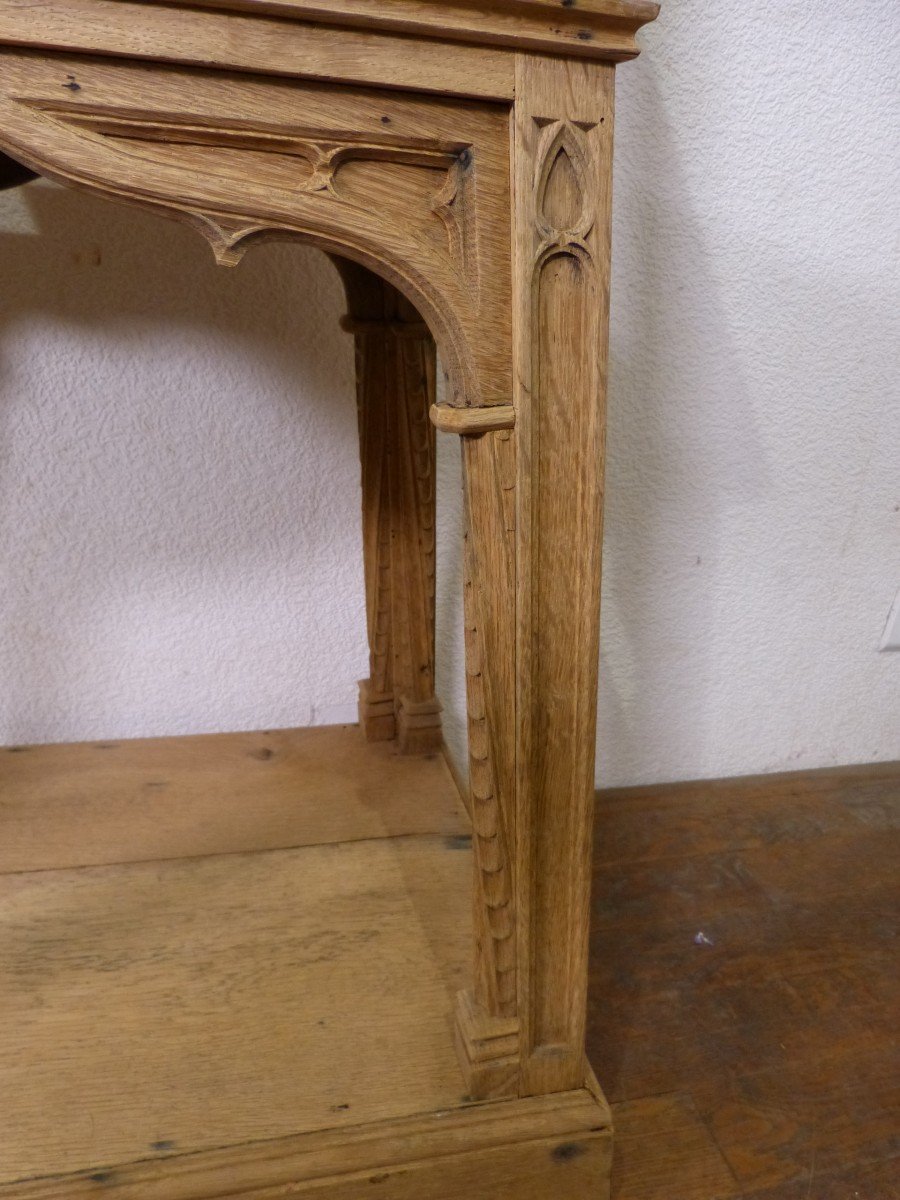 Neo-gothic Bolster In Raw Bleached Oak 19th Time-photo-3
