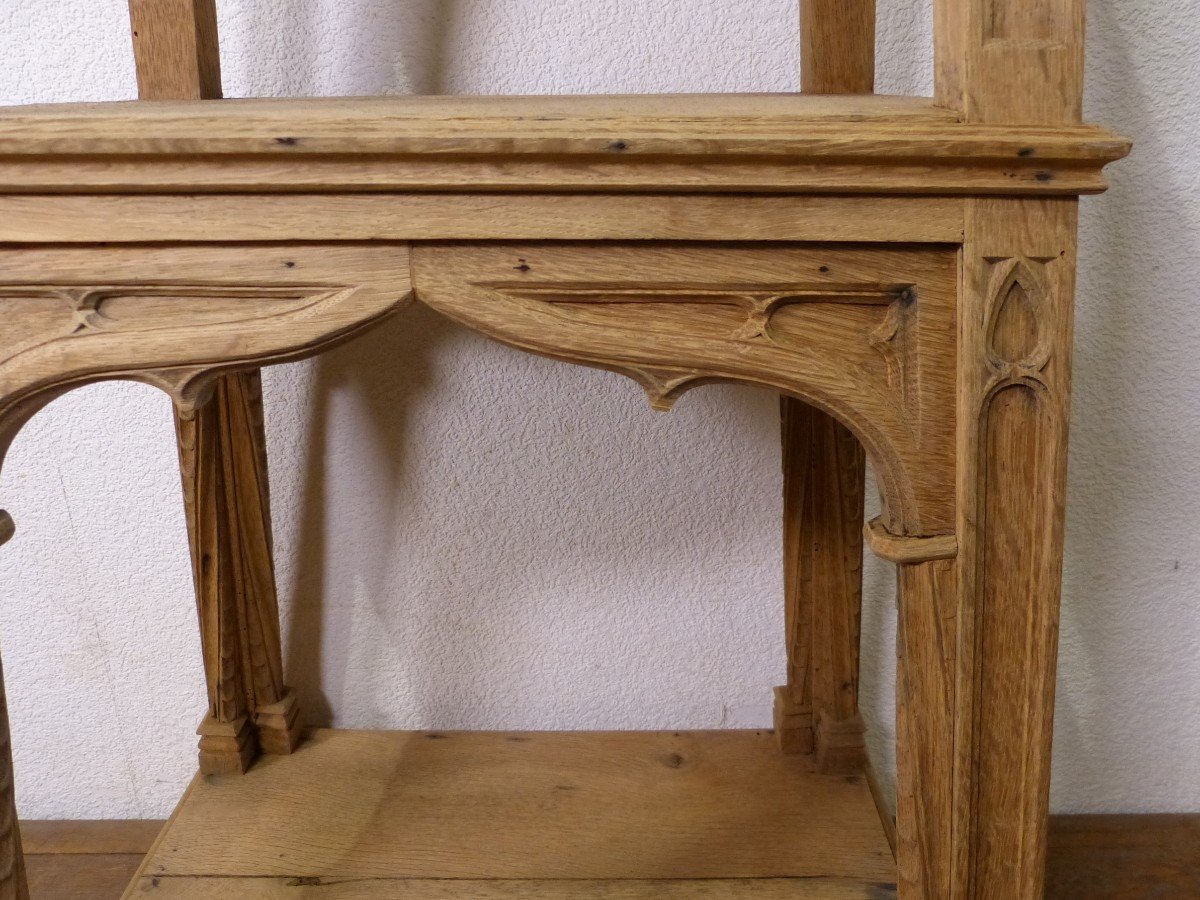 Neo-gothic Bolster In Raw Bleached Oak 19th Time-photo-4