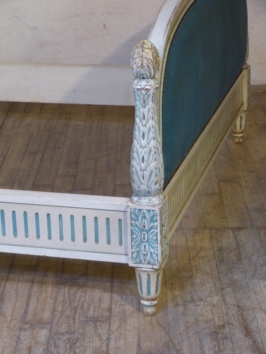 Large Lacquered And Padded Louis XVI Style Bed, Early 20th Century Period-photo-2