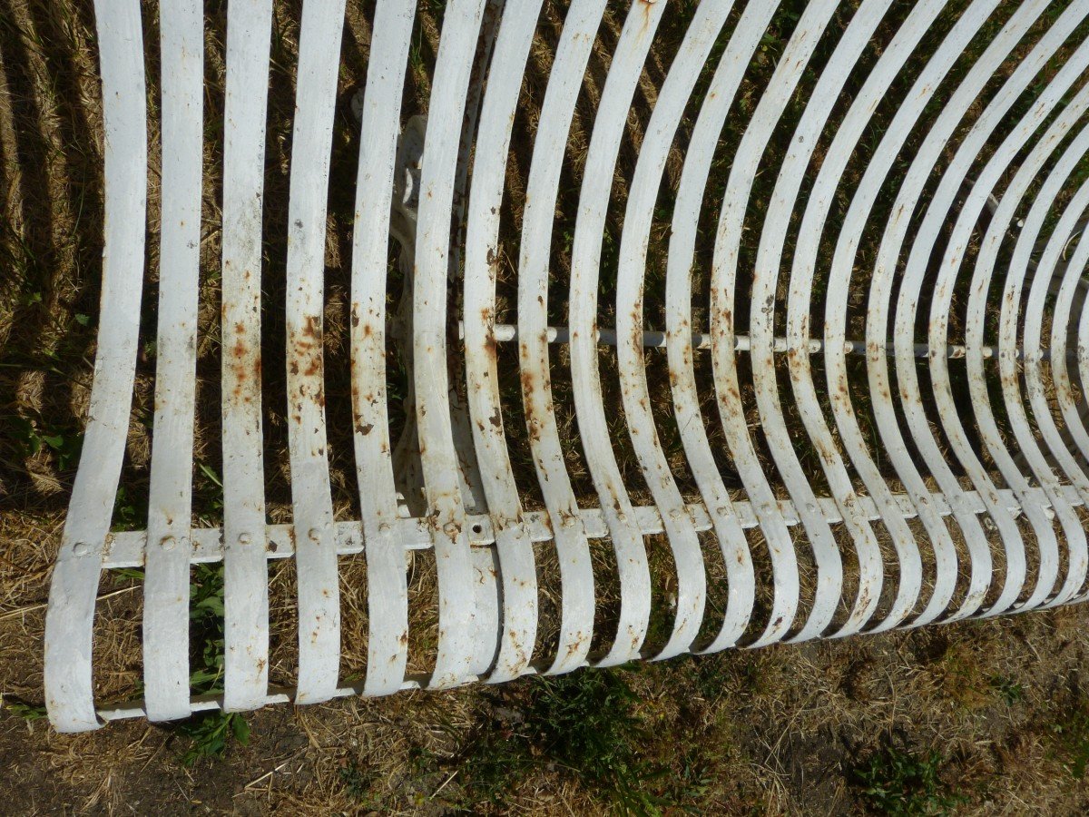 Grand Banc De Jardin En Fonte Et Lames De Fer 19ème Paire possible-photo-5