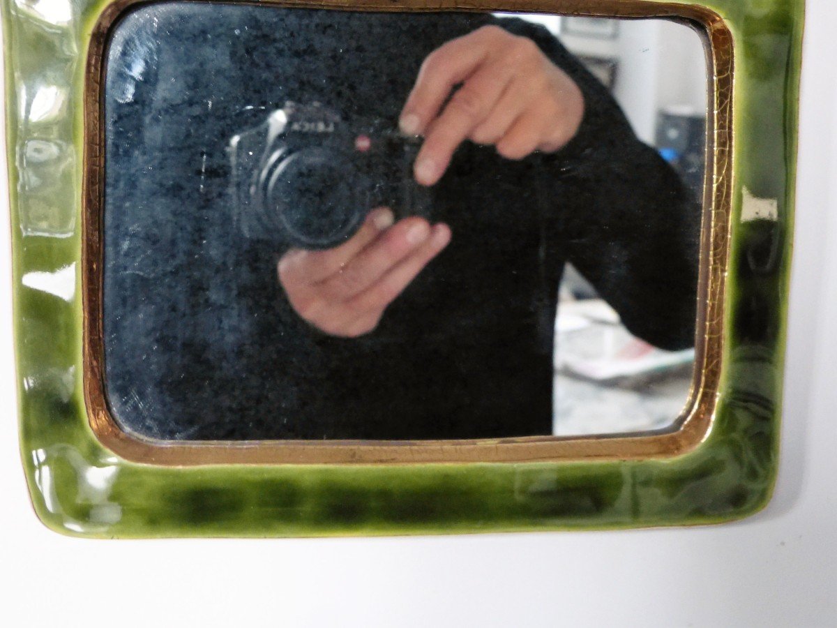 Mithé Espelt Mirror In The Golden Sun In Ceramic From The 1950s-photo-3