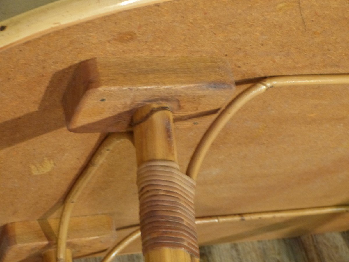 Grande Table En Rotin Pour Salle à Manger Ou Jardin 4 à 6 Personnes Années 50 Bambou-photo-7