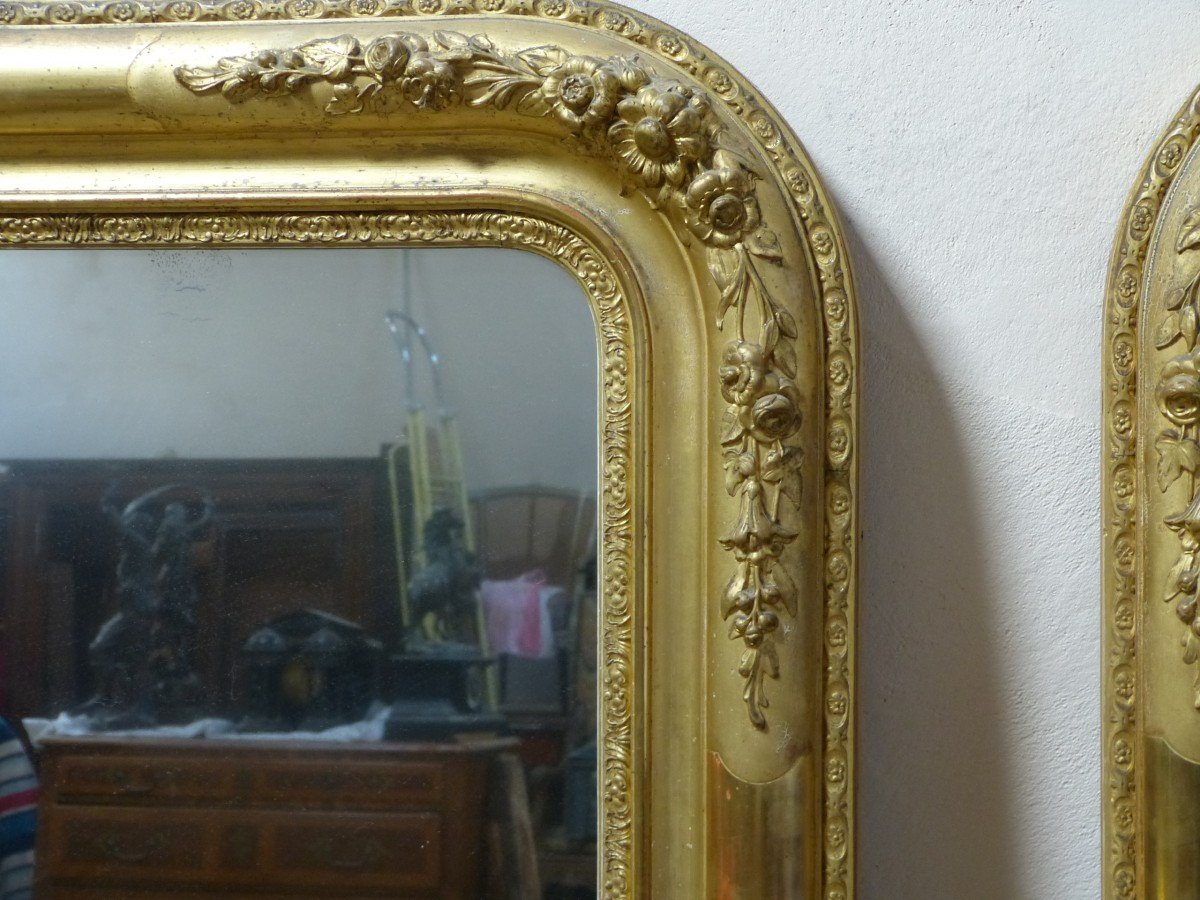 Paire De Grands Miroirs Dorés 152 Cm, époque 19ème Miroirs Mercure-photo-1
