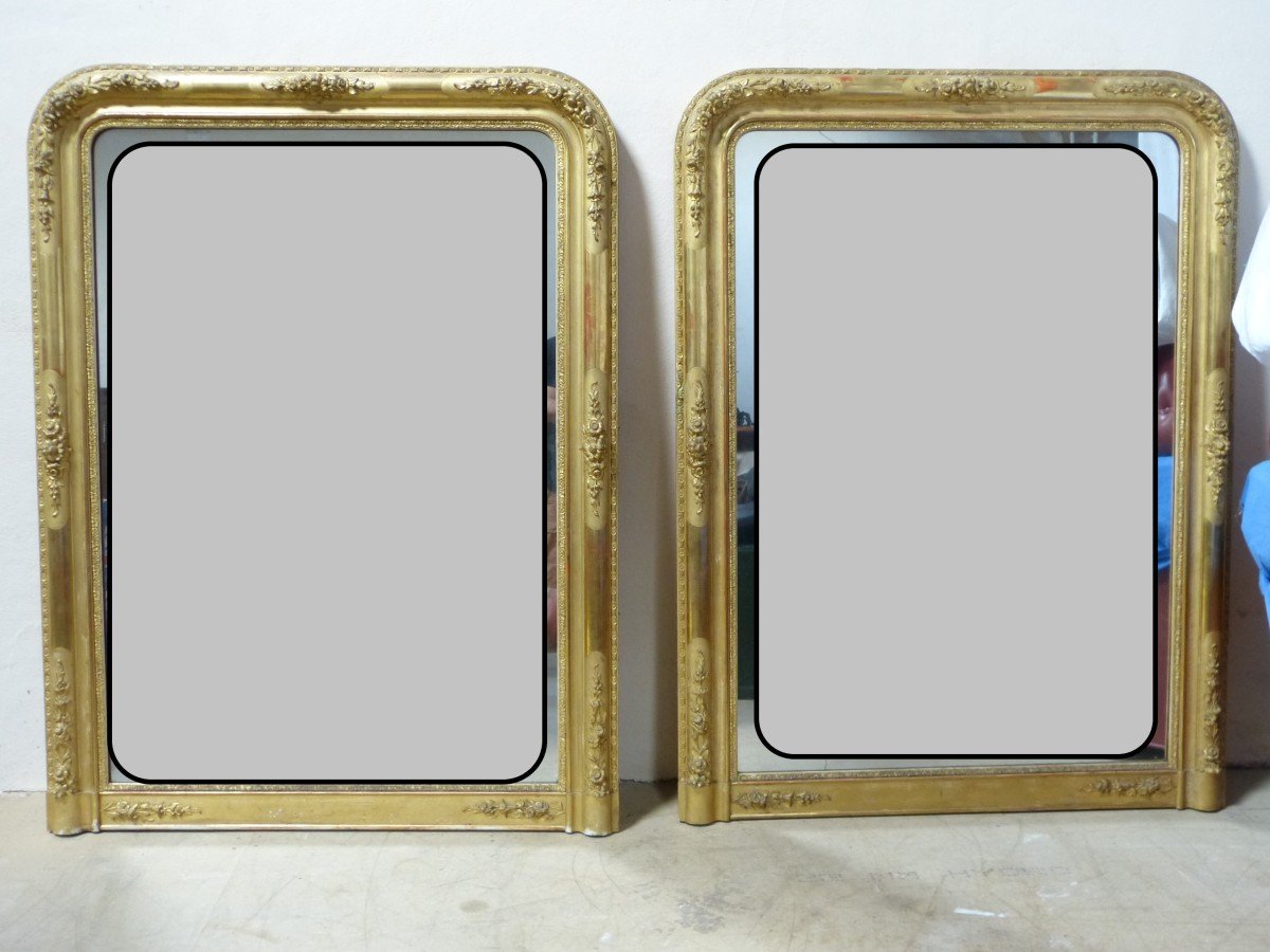 Paire De Grands Miroirs Dorés 152 Cm, époque 19ème Miroirs Mercure
