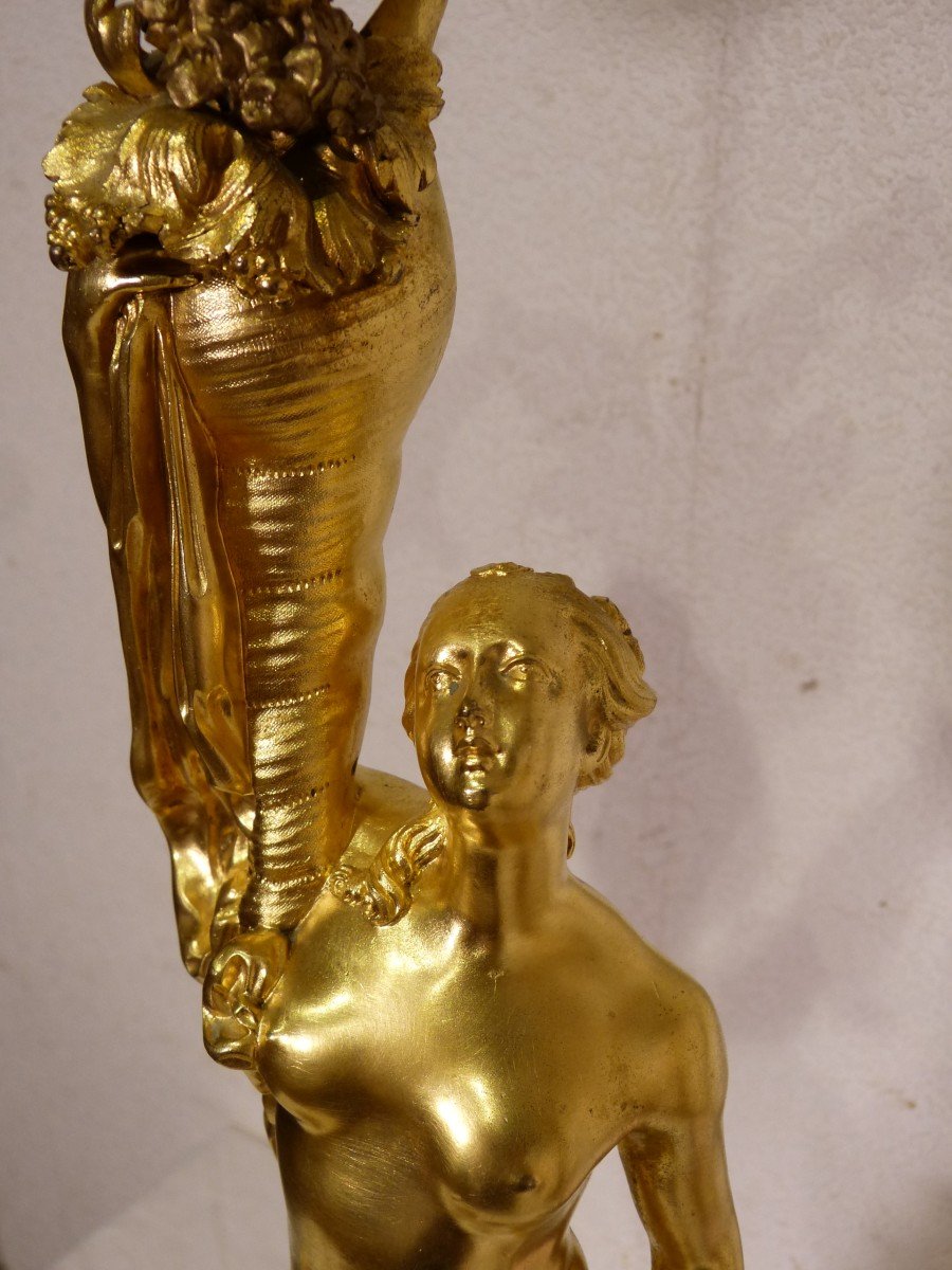 Large Pair Of Napoleon III Candelabra Gilt Bronze 90 Cm-photo-1