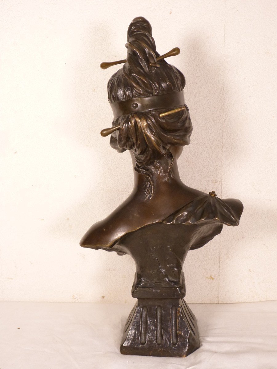 Georges Coudray Bakie Bronze Art Nouveau Buste 64 cm-photo-3