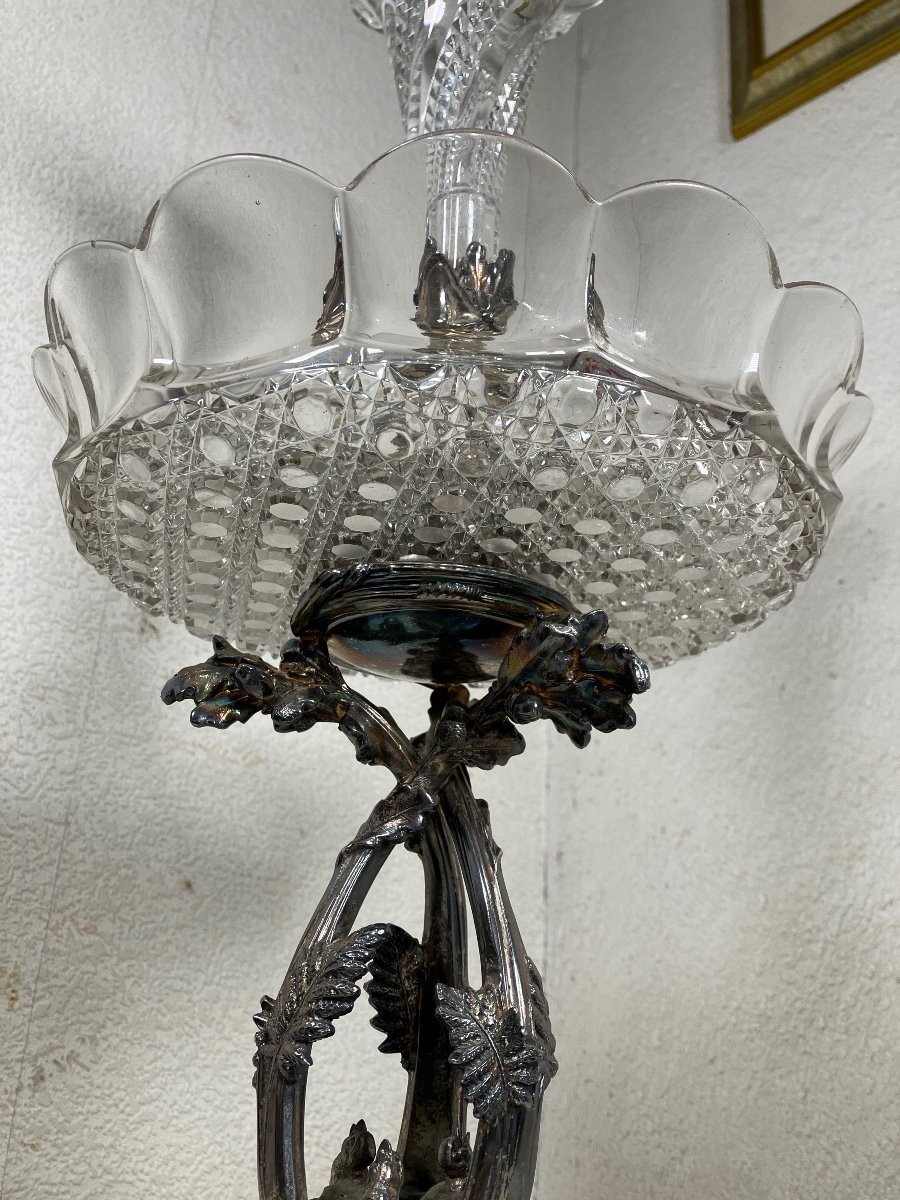 Coupe En Cristal Et Métal Argenté Napoléon III-photo-1