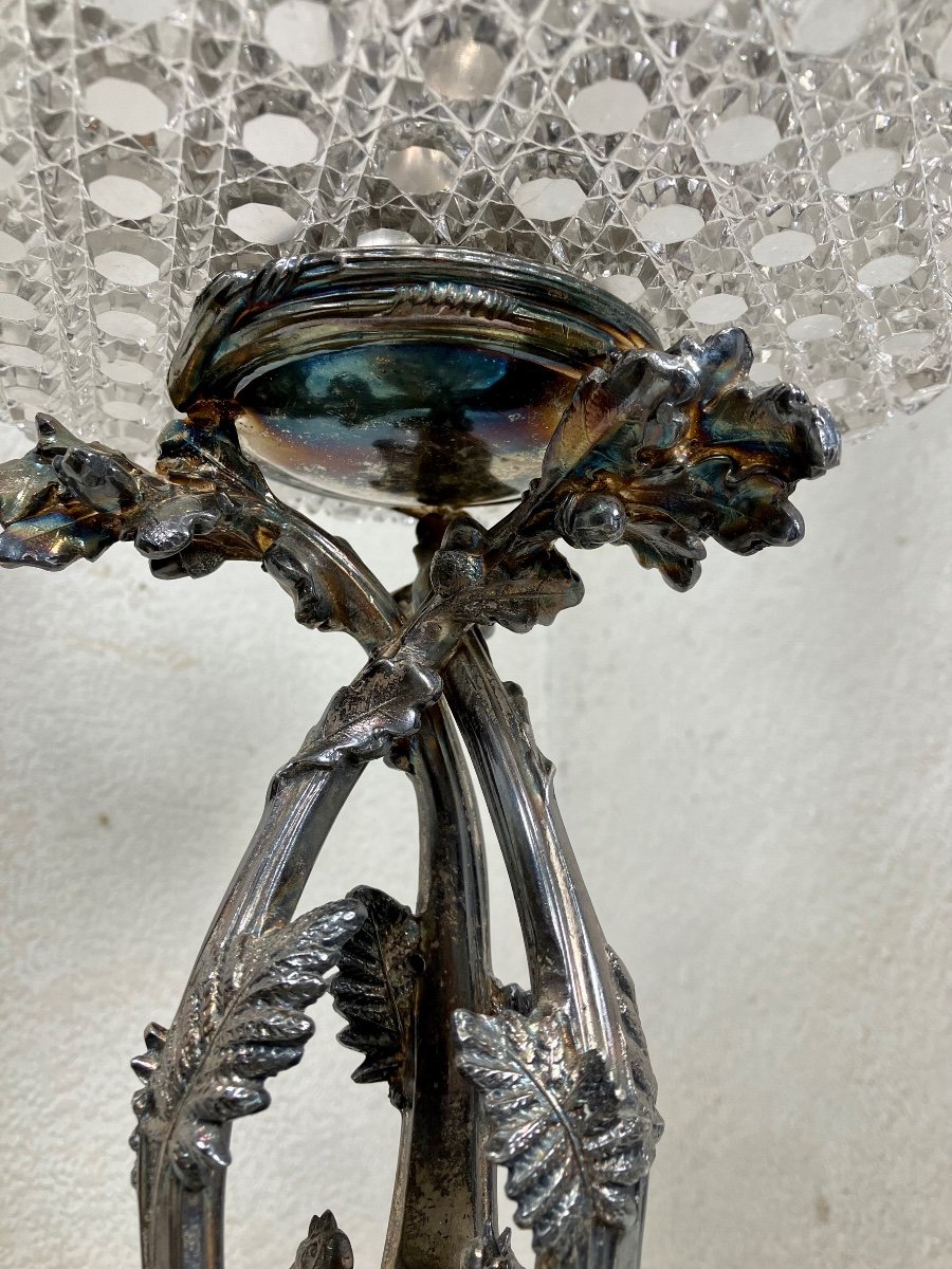 Coupe En Cristal Et Métal Argenté Napoléon III-photo-4