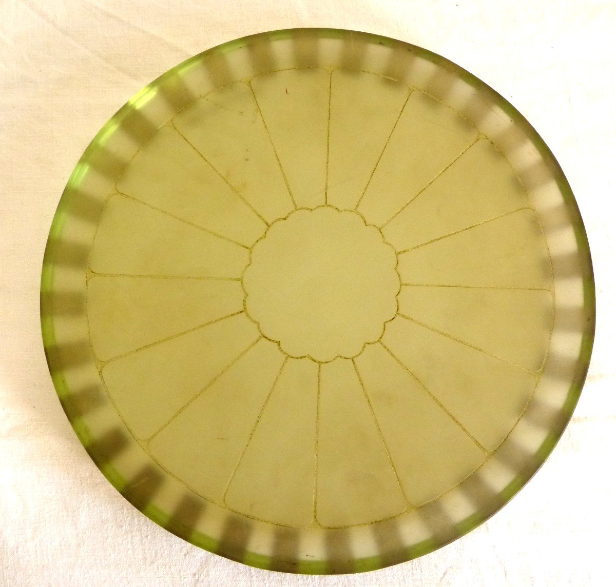 Daum Dalles De Verre Pour Guéridon Edgar Brandt Plateaux Verre Gravé-photo-6