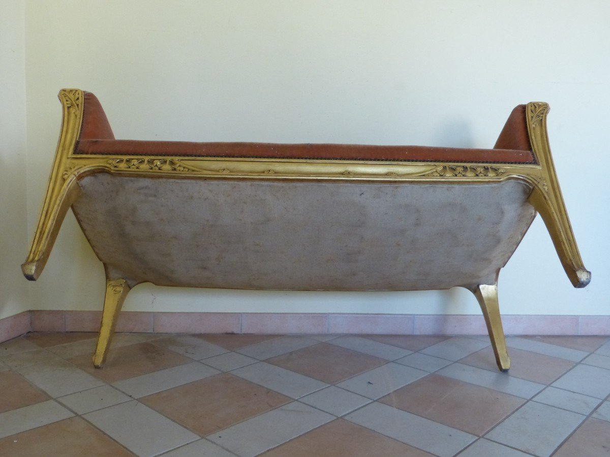 Majorelle Nancy Rare Sofa Bench In Golden Wood Hawthorn Art Nouveau-photo-3