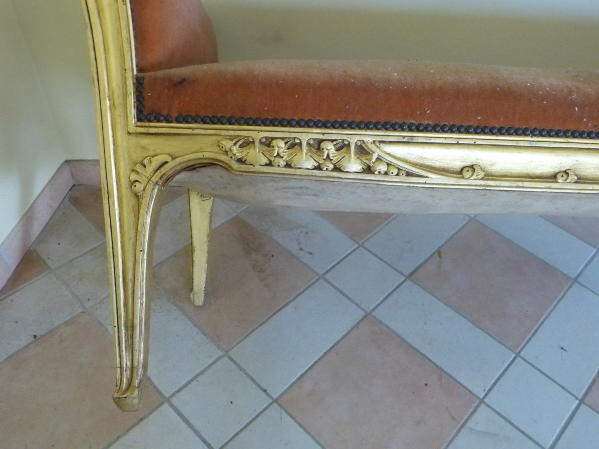 Majorelle Nancy Rare Sofa Bench In Golden Wood Hawthorn Art Nouveau-photo-4