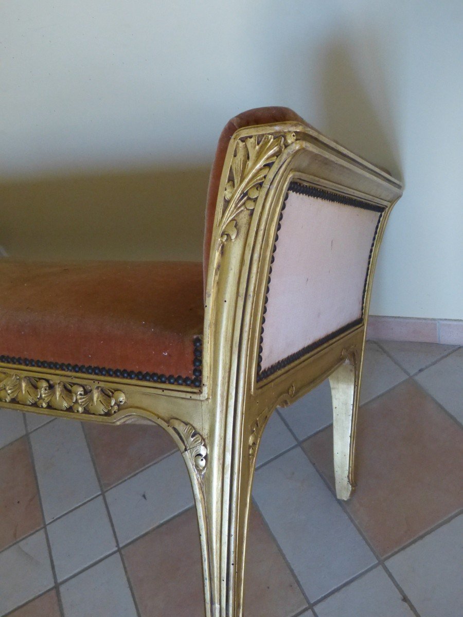 Majorelle Nancy Rare Sofa Bench In Golden Wood Hawthorn Art Nouveau-photo-5