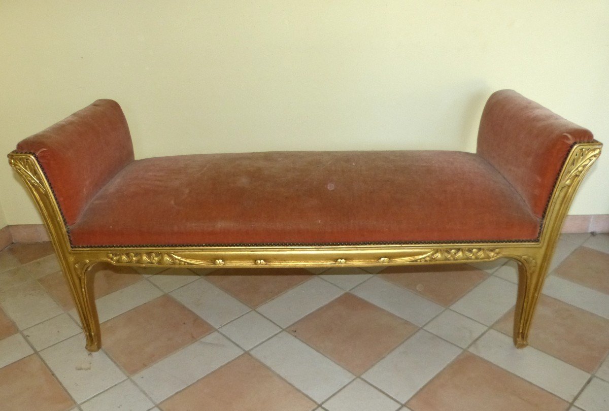 Majorelle Nancy Rare Sofa Bench In Golden Wood Hawthorn Art Nouveau
