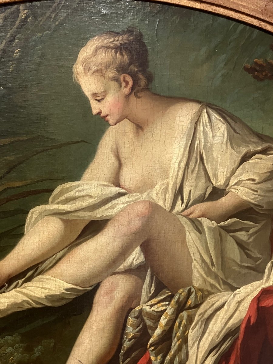 Baigneuse D’après François Boucher Tableau Ovale -photo-2