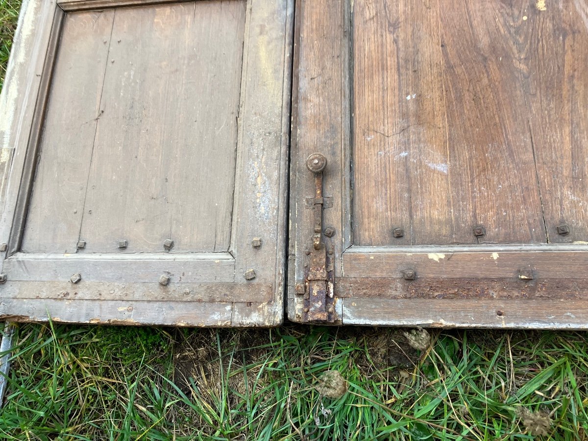 Pair Of Oak Entrance Doors With Transom 19th Century-photo-2