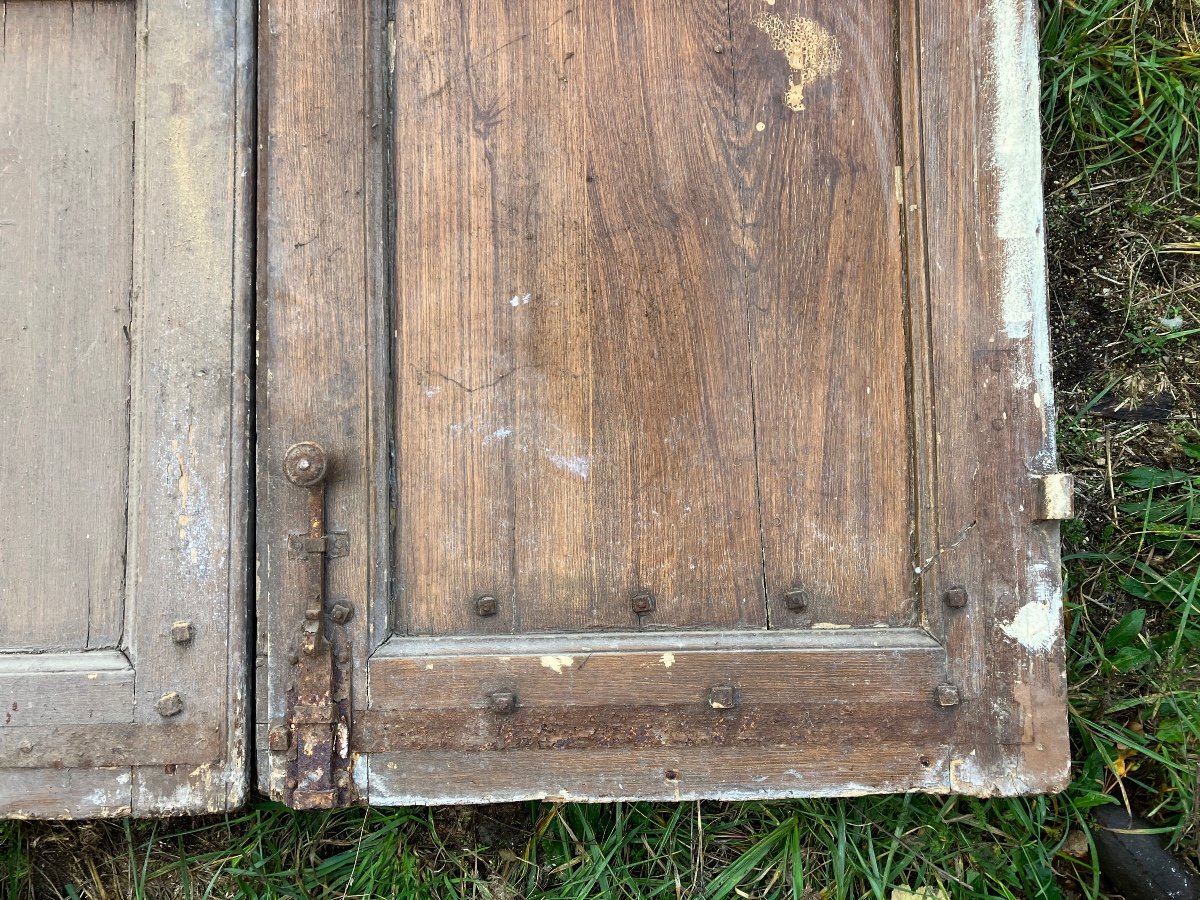 Pair Of Oak Entrance Doors With Transom 19th Century-photo-6