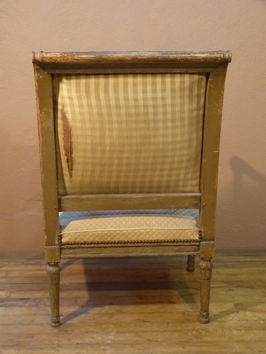 Large Directoire Period Lacquered Armchair, Reversed Backrest-photo-3