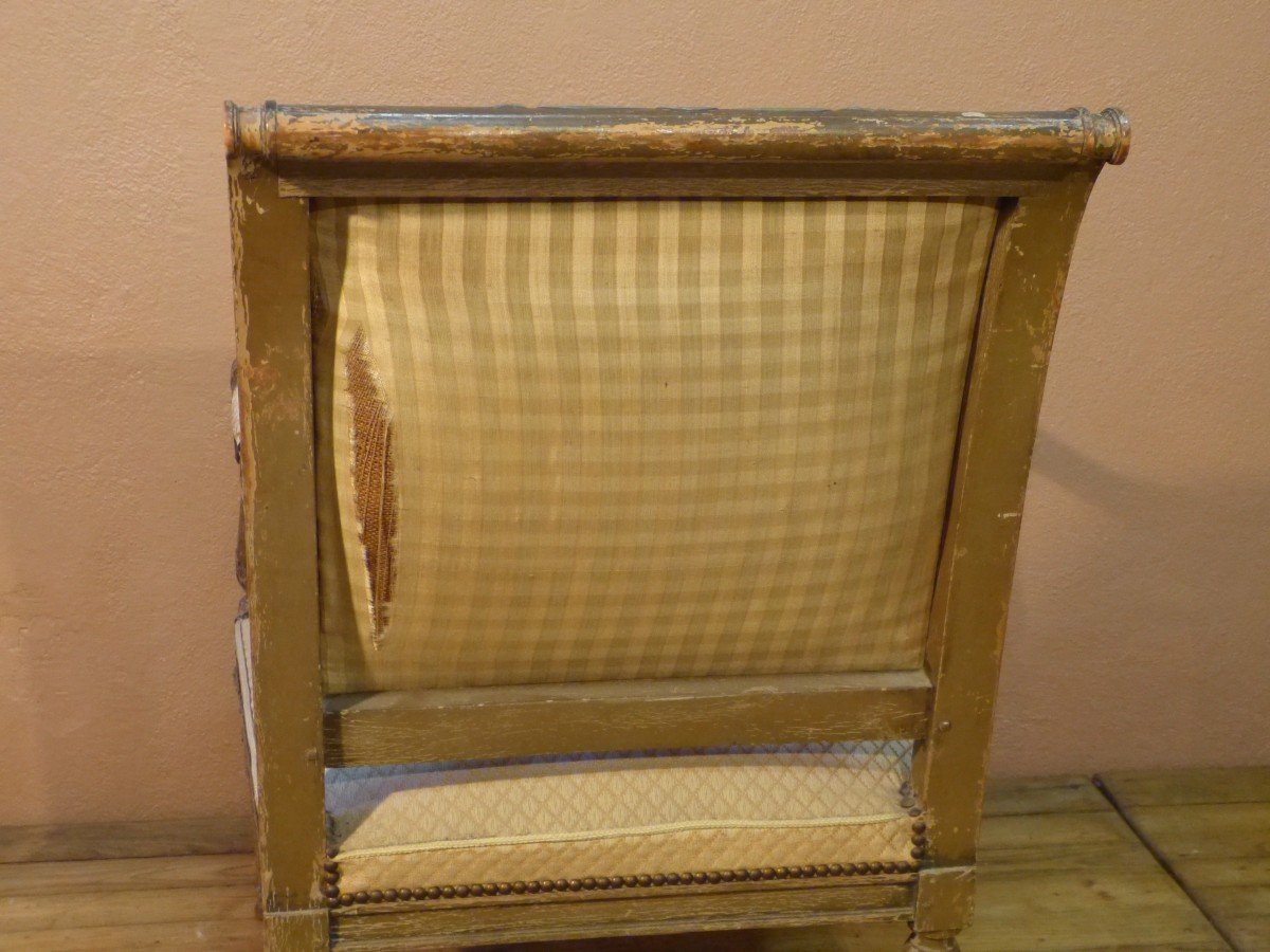 Large Directoire Period Lacquered Armchair, Reversed Backrest-photo-8