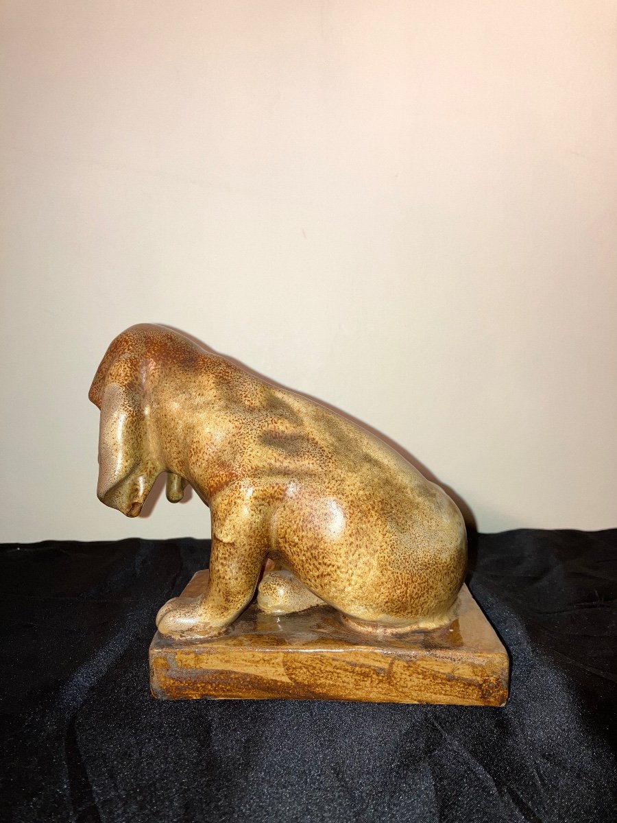 Rambervillers Chien Basset En Grès Période Cytère Art Nouveau -photo-3