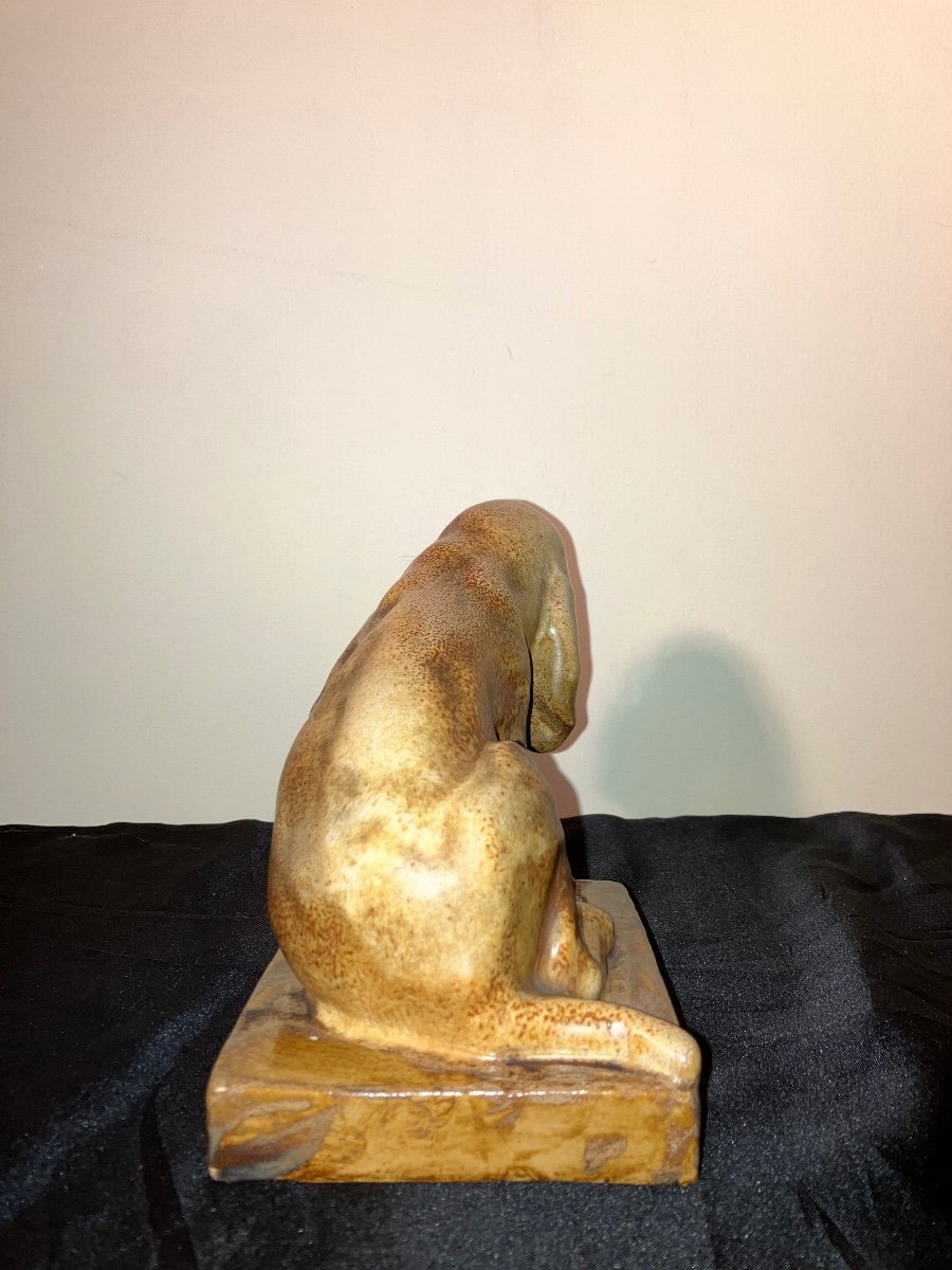 Rambervillers Chien Basset En Grès Période Cytère Art Nouveau -photo-4