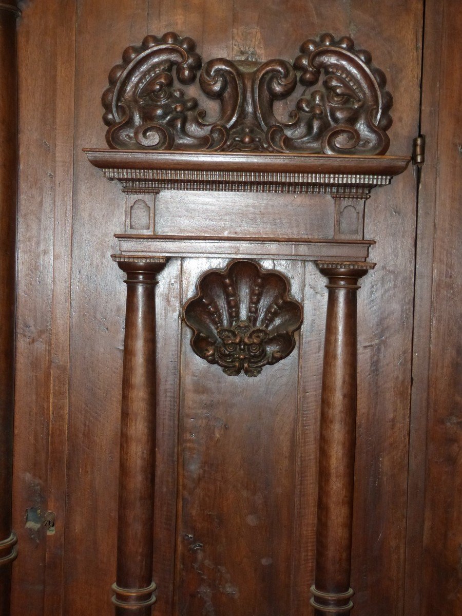 Large Old Walnut Wardrobe Cupboard Front From Germany-photo-3