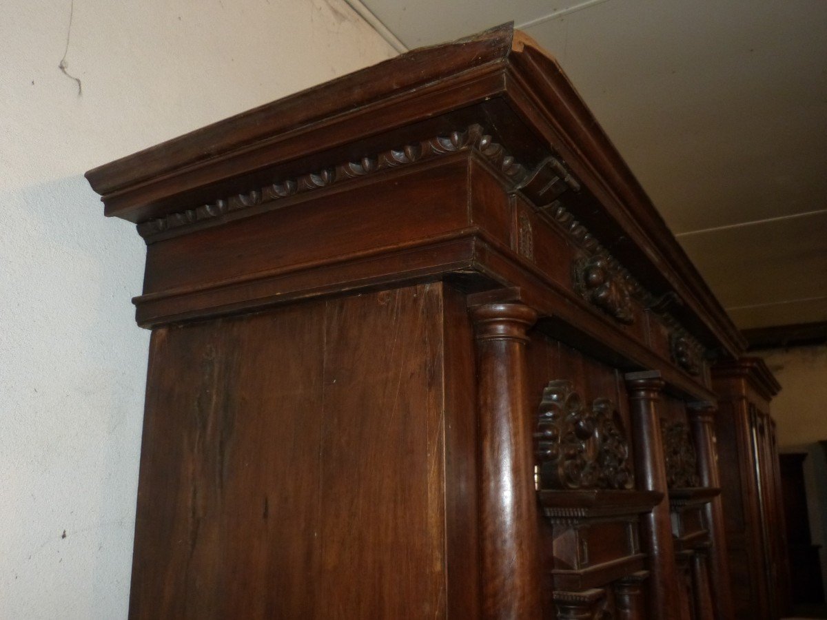 Large Old Walnut Wardrobe Cupboard Front From Germany-photo-2