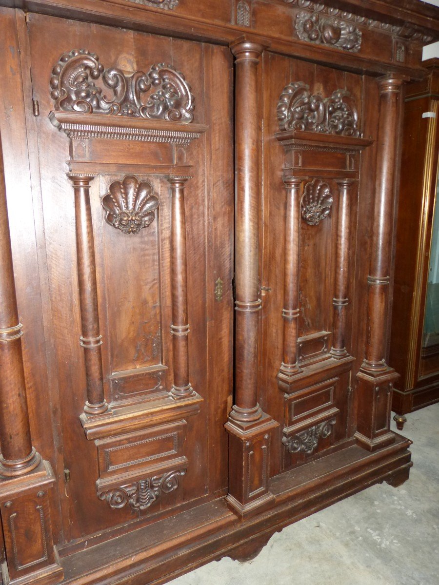Large Old Walnut Wardrobe Cupboard Front From Germany-photo-8