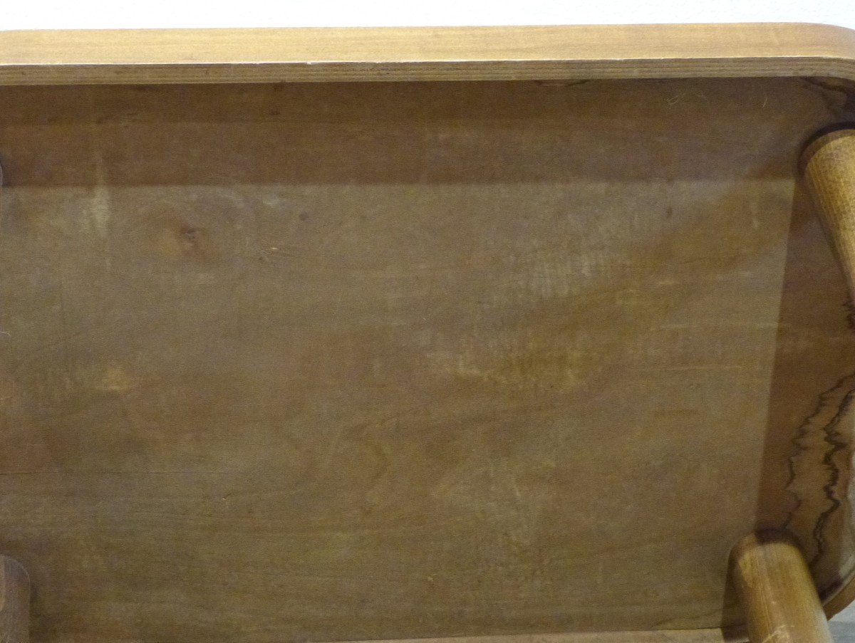Roger Capron Table Basse Shogun Motif Fleur En Céramique Et Bois -photo-4