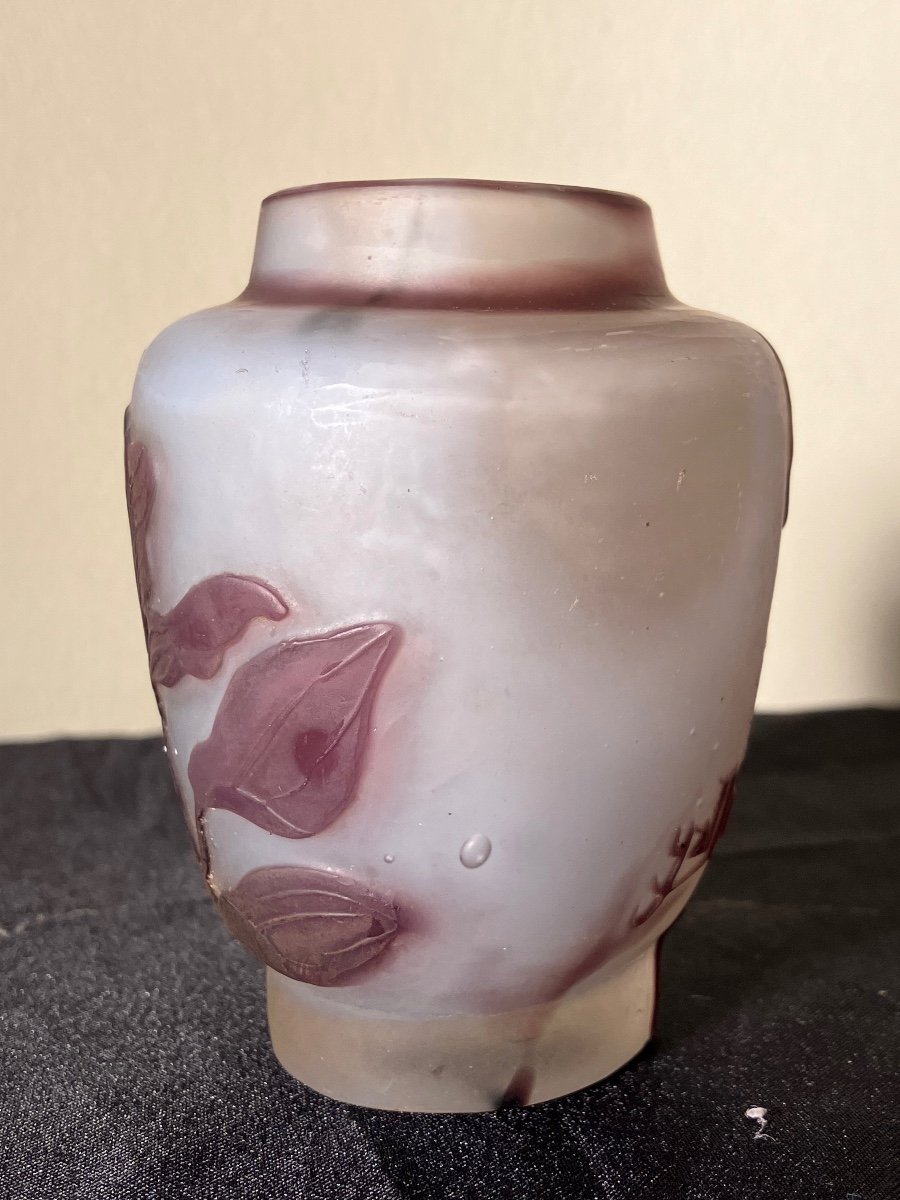 Gallé Small Art Nouveau Clematis Vase-photo-4