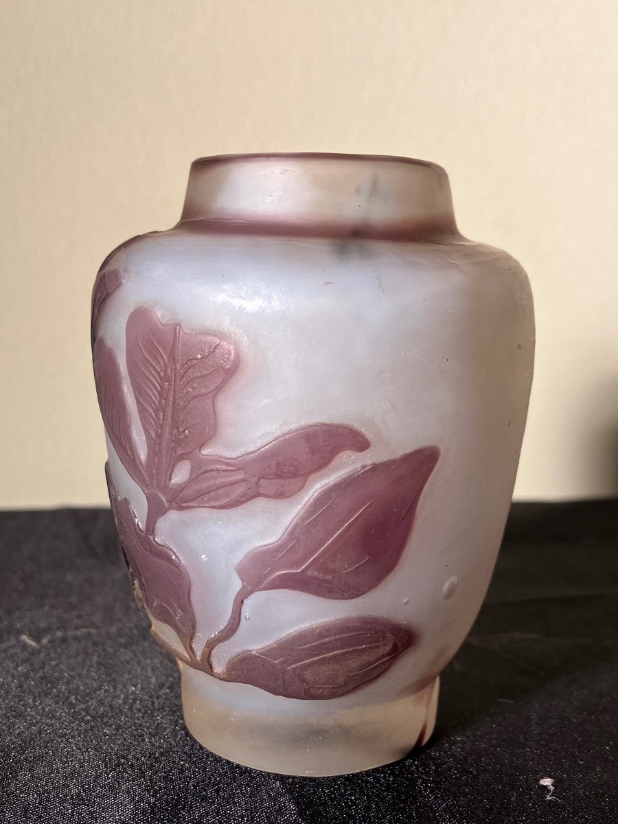 Gallé Small Art Nouveau Clematis Vase-photo-1