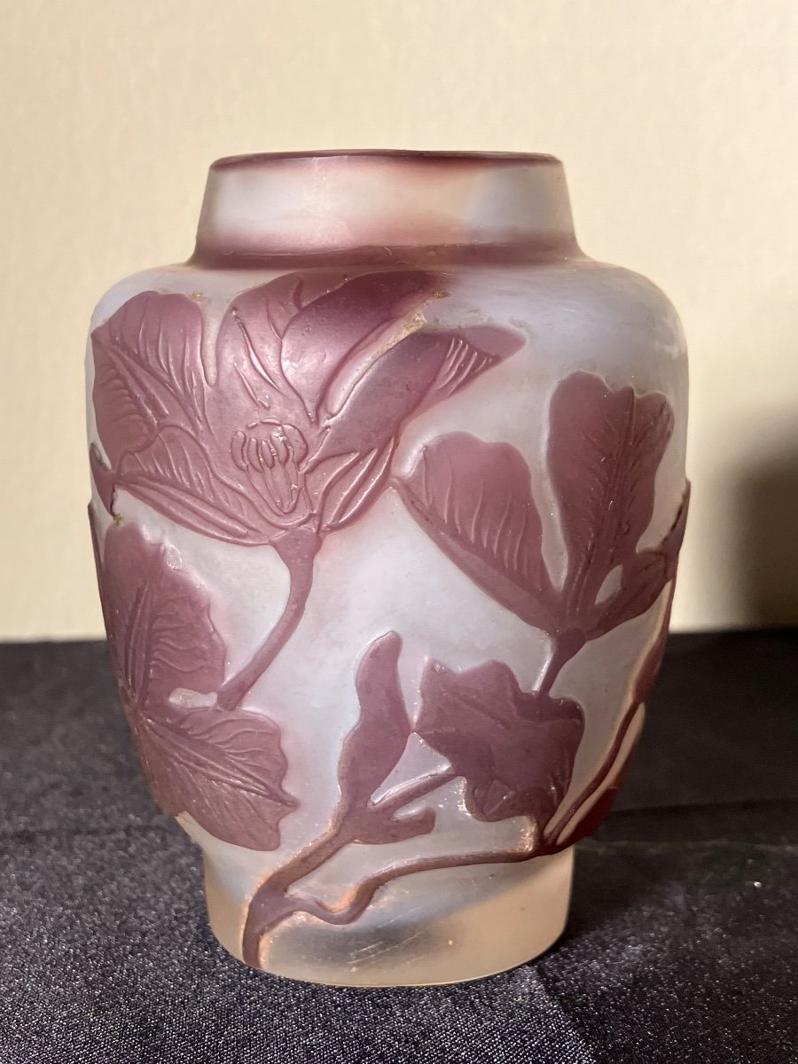 Gallé Small Art Nouveau Clematis Vase